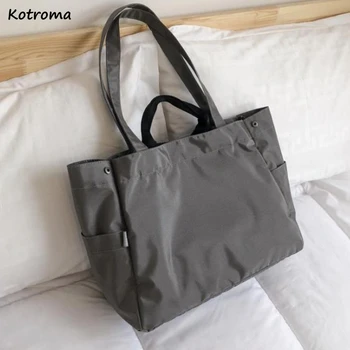 Дамски найлонови торби през рамо голям капацитет за пътувания, ежедневни ретро чанти в Корейски стил, модни дамски универсална лесна чанта-тоут