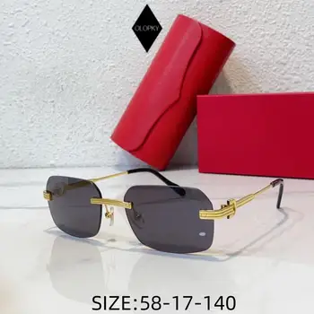 Дамски слънчеви очила мъжки слънчеви очила без рамки от сплав, модната марка, разработена за партита на открито, класически слънчеви очила с UV400 в ретро стил Star Luxury