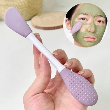 Двустранен силиконовата четка за маска Мека четка-апликатори за кални маски с плоска глава Професионални инструменти за многократна употреба за красота и грижа за кожата на лицето