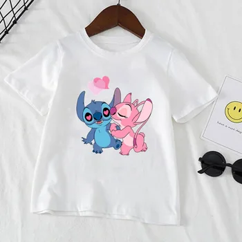 Детски тениски Disney, дрехи за момчета и момичета, бяла тениска с къс ръкав и принтом, детски дрехи от 1 до 12 години