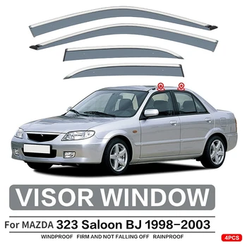 Дождевики за Mazda 323 BJ 1998-2003 Сенници на Страничните Стъкла, Аксесоари, Външно боядисване Хромирани Завеси От Неръждаема стомана вентилационна (противовакуумна) канална Козирка