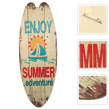 Дъска за сърф, дървена плоча, лятна украса, украшение на тема океана