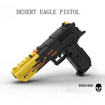 Единичен Изстрел Пистолет Desert Eagle градивните елементи Могат да се Стреля MOC Модел Пистолет САМ Набор от Тухли Играчки За Децата, за Коледни Подаръци За Деца