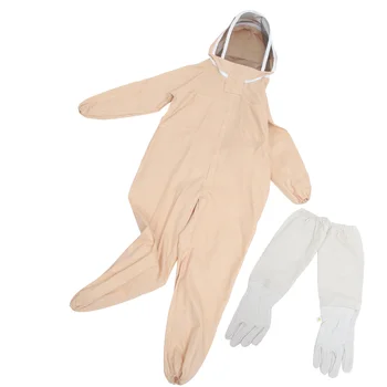 Едно парче от защитен костюм за пчеларството, облегающая дрехи, с ръкавици - размер XXL (хакове, ръкавици с различни цветове)