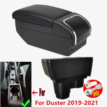 За Renault Duster Подлакътник За Dacia Duster Кутия за подлакътник 2019-2023 Кутия за съхранение на Модернизация на интериора Зареждане чрез USB Аксесоари за Автомобили