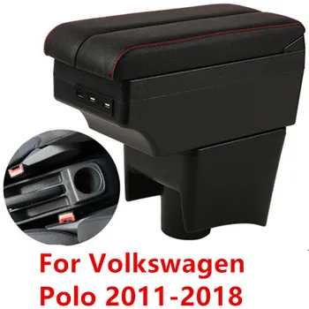 За VW Volkswagen Polo, кутия за оръжие, модификация на централната конзола на автомобила, аксесоари с USB 2011-2018