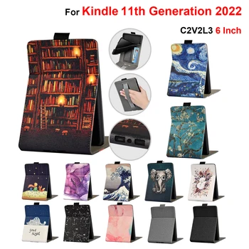 За Новия Kindle 11-то поколение 2022 C2V2L3 Калъф-Поставка с Ръчен Колан за Електронна Книга Funda Auto Sleep Wake Up Мека Флип-smart Cover