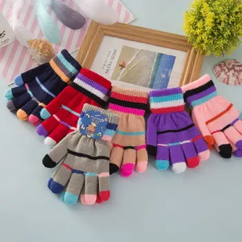 Зимните възли ръкавици за деца, момичета и момчета, Еластични Ръкавици без пръсти с пълни пръсти, детски топли ръкавици от ярки цветове за улицата 5-10 години