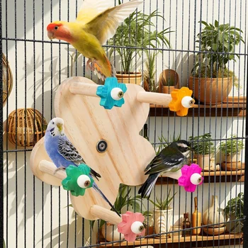 Играчка за птици, на въртящата играчка на жердочке, Дървена играчка-колело за папагали с жердочками, Подвесная клетка за птици, резервни части за клетки