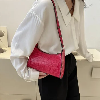 Изискани чанти през рамо за жени, дамски ретро чанта през рамо с крокодиловым принтом, изкуствена чанта под мишниците, в чантата, клатч, чанти през рамо