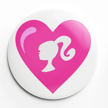 Иконата момиче с розово сърце Софт бутон на Жени в ревера Декор Брошка Бижу бижу Подарък 58 мм