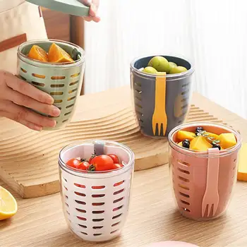 Иновативна кутия за пикник Удобна сливная чаша Включва вилица и лъжица, с Fruity чаша с голям капацитет, салата, чаша, с Ергономична fruity чаша, актуална