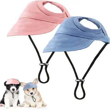 Капачка за кучета, солнцезащитная шапчица, бейзболна шапка, спортна шапка улици с дупки на ушите, регулируема капачка за малки и средни кучета