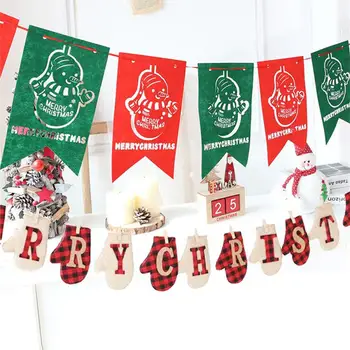 Коледен банер От вълна, филц, триъгълен флаг, венец, Коледна елха, висящи орнаменти за декорация на дома, аксесоари за новогодишните партита