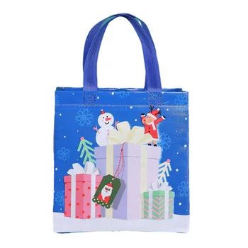 Коледен подаръчен пакет от водоустойчива нетканой тъкан, опаковане чанта с анимационни Дядо Коледа, чанта със снеговиком, сгъваема чанта за съхранение, подарък за парти
