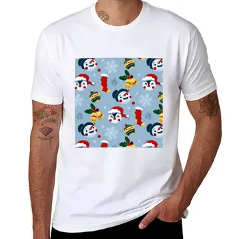 Коледен снежен човек, penguin, звънци, колекция от снежинки, 1 тениска, празни тениски, тениски оверсайз, летен топ, мъжки дрехи