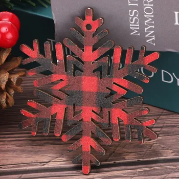 Коледно дърво, Подвесная Окачване, червен и черен решетеста Модел, Снежинки, бижута, Коледно парти, декорация на дома със собствените си ръце