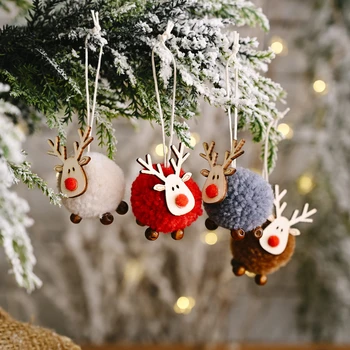 Коледно дърво, филц окачване с елени креативни нови висулки с лосями Коледно дърво висящи подаръци навидад decoraciA3n hogar