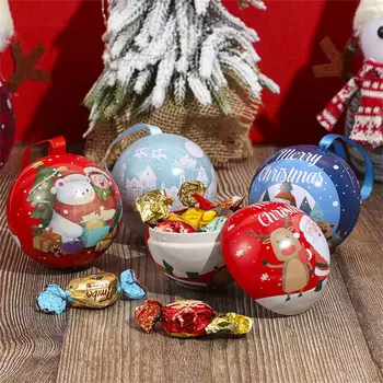 Контейнери за празнични бонбони Здрава кутия шоколадови бонбони Подарък коледна елха, Висящи топка Кутия за топки за Украса за Коледната елха Богати и цветни