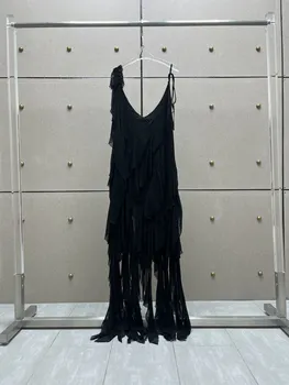 Копринена рокля от плътно трико с неправилна форма според модата 2023, лятна новост 0413