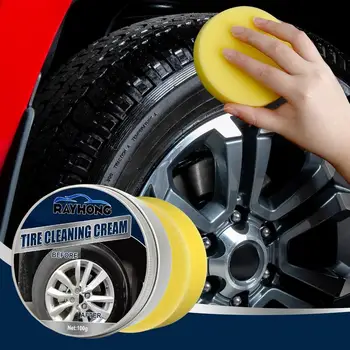 Крем за почистване на автомобилни гуми, здрава паста за почистване на гумени гуми с гъба, паста за възстановяване на гуми за леки автомобили, мотоциклети и камиони