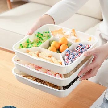 Кухненски органайзер за храна за парти с капак Многофункционална Кутия за съхранение на плодови закуски, Ядки, бонбони, торта, бисквити, контейнер