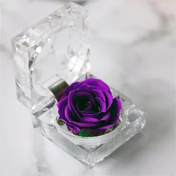 Луксозен държач за пръстени, лека подарък кутия, акрилна прозрачна сватбена опаковка, дамски часовника за бижута, контейнер за пръстени с рози.