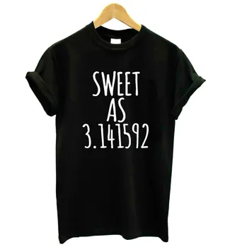Лятна Ежедневни тениска, Потник, Дамски тениска Sweet As 3.141592, Тениска С Писмото Принтом, Дамски Свободна тениска с кръгло деколте И къс ръкав