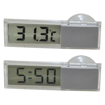 Мини автомобилни електронни часовници с индикатор на температурата, LCD часовник/термометър