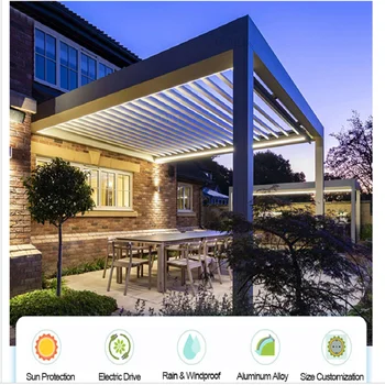 Модерен дизайн Алуминиева рамка Тераса Градински Pergola Покрив Всесезонни Слънчева Решетчатая панел Pergola за водонепропускливи щори