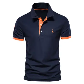 Мъжка тениска-поло, ежедневни ризи-топка за голф с къс ръкав, Нови летни дрехи, качествени мъжки памучни ризи-поло с бродерия