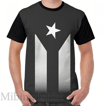 Мъжка тениска със забавна принтом, дамски Потници, тениска, Черно-бяло Знаме на Протест Пуерто-Рико, Графична тениска С Кръгло деколте и Къс ръкав, Ежедневни тениски