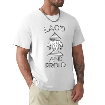 Мъжки дрехи с 3-главното слон Lao'd и горди бяла тениска, тениски по поръчка, спортни ризи, мъжки спортни ризи