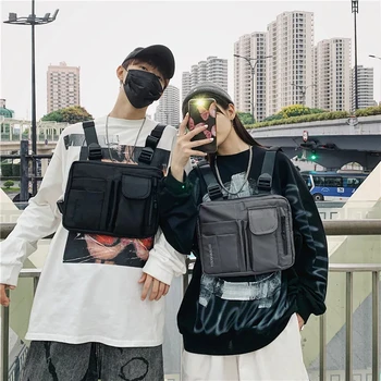 Мъжки жилетная чанта в стил хип-хоп, тактически функционална раница, Работна мотоциклетът нагрудная чанта Ейми Green, уличен жилетка, жена