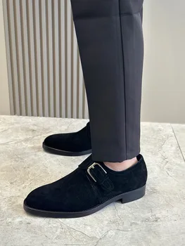 Мъжки моден бизнес Велурени обувки-дерби