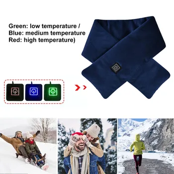 Нагревателен шал за зареждане чрез USB, 3 прехвърляне, Регулируеми електрически нагревателен шал на врата, мек вълнен плат моющийся електрически нагревателен шал от 5 До 8 Вата за зимата
