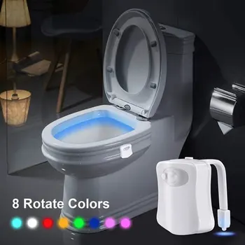 Най-новият лека нощ 2022 година, интелигентен сензор за движение PIR, седалка за тоалетната чиния, 8 цвята, Водоустойчив осветление, led тела за тоалетна, Лампа за тоалетна, Светлина за тоалетна