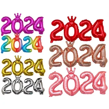 Нова Година 2024 Брой балони от фолио Творчески продукти за домашно парти честита Нова Година на Украса за Коледно парти балони на Едро