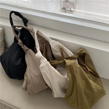 Нова голяма чанта през рамо, найлон памучен чанта, дамски ежедневни чанти-тоут, диагонал чанти, прости реколтата, дамски модни чанти за пазаруване, големи чанти