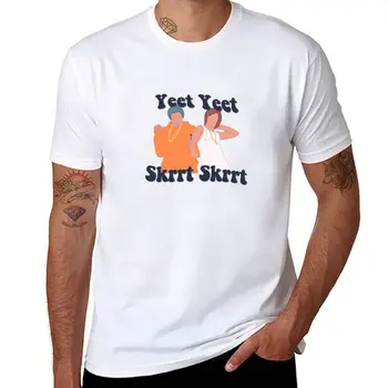 Нова тениска Yeet Yeet Skrrt Skrrt с участието на мем, графична тениска, празни тениски с къс ръкав, обикновена тениска, мъжки бели тениски