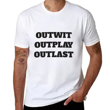 Нова тениска outwit outplay outlast, спортни ризи, летни дрехи, прилепнали тениски за мъже