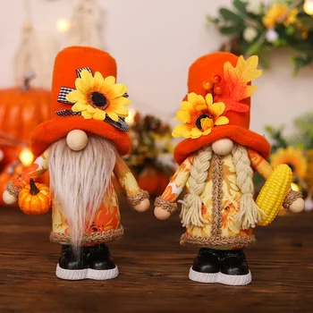 Новият сезон на прибиране на реколтата Украса за кукли от двойки Кленов листа Деня на Благодарността Рейнджър Държи Кукла-тиква на Хелоуин Коледен декор