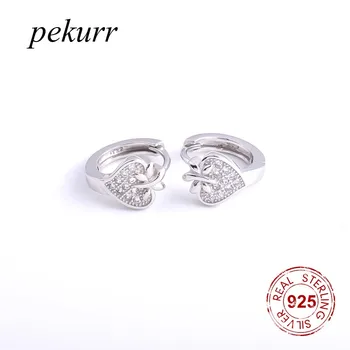 Обеци-халки Pekurr от 925 сребро с цирконии и ягоди за жени, красиви обици за момичета с диви плодове, модни бижута
