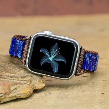 Очарователен каишка Apple Watch от естествен царски камък във формата на тръби с ръчно изработени, уникални каишка Apple Watch, директна доставка