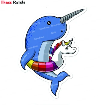 Персонализирани етикети Three Ratels L885 Shark Fitness и Narwhal Fish за лаптоп, багаж, китари, декори