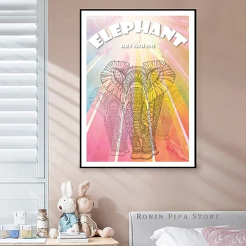 Плакат със слон, корица на музикален албум, плакат, художествена печат, живопис върху платно, стенни пана, начало декор в хола (без рамка)