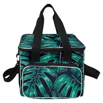 Популярен младежки дом пикник през рамо, палмови листа, Голяма чанта за обяд с 3D печат, топлоизолационни чанти за продукти, торбички за лед