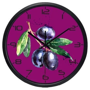 Популярни Реколта Грозде Безшумни Стенни часовници, Красиви Кръгли Настолни часовници с винтажными плодове