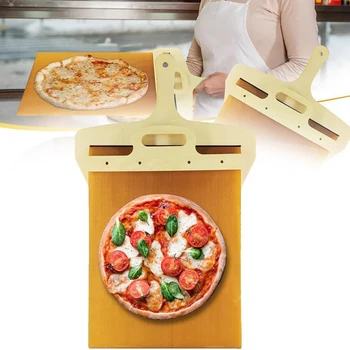 Прибиращ се Гребло за Пица, Дъска за съхранение на пици, Шпатули за пица Pala Pizza Scorrevole, Инструменти за печене на пица с дървена дръжка