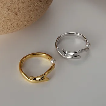 Прост пръстен от сребро S925 с нередовни выступом, женски вложки, открита на австрийското пръстен за свързване на мъниста.